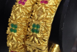Square Cut Ruby Emerald 1 Gram Gold Bangles at Rs 1995/set | Gold .