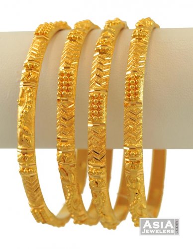 22K Gold Bangles Set - AjBa55006 - 22K Indian Gold Bangles (set of .