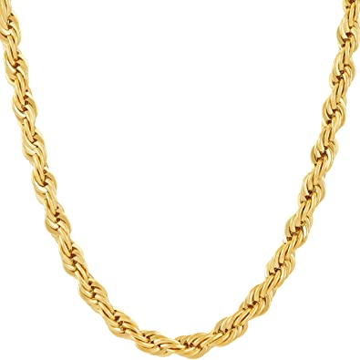 Lifetime Jewelry 6MM Rope Chain, 24K Gold with Inlaid Bronze .