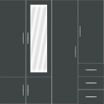 4 Door Wardrobe Design with external drawers and mirrors| | Zenteri