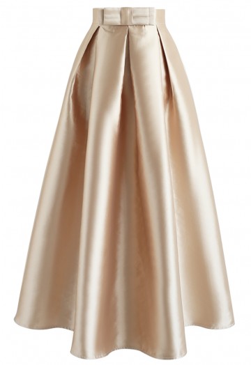 Luxurious Night Bowknot Pleated A-Line Skirt - Retro, Indie and .