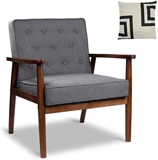 Amazon.com: Mid-Century Retro Modern Accent Chair Wooden Arm .