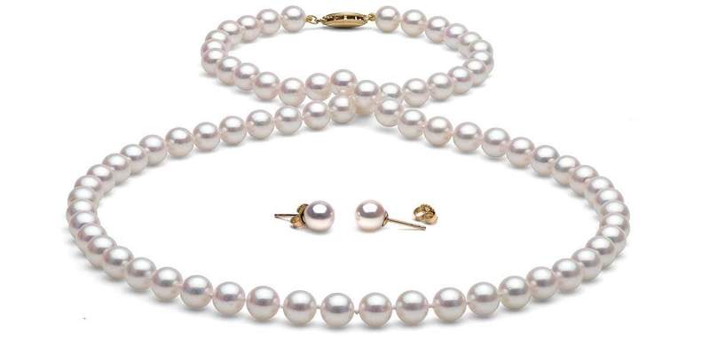 Akoya Pearl Necklace and Earrings: 6.5-7.0mm - Pearls of J