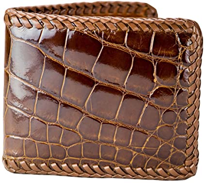 Hand Braided Cognac Alligator Wallet at Amazon Men's Clothing sto