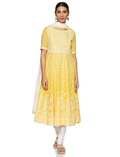 Buy BIBA Women's Cotton Anarkali Salwar Suit Set at Amazon.