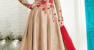 Skyblue Fashion Silk Beige Color Albela Anarkali Salwar Suit, Rs .