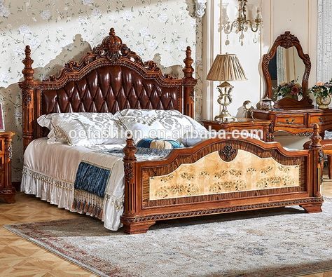 Luxury antique royal Furniture Wooden Double Bed Designs, View .