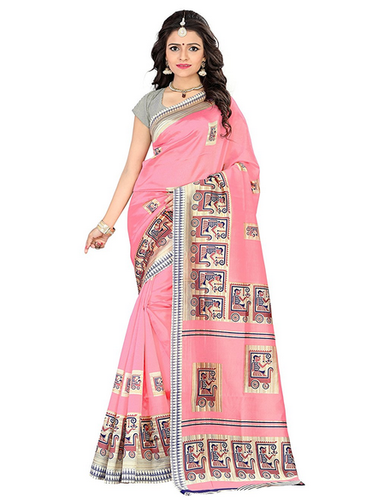 Mysore Art Silk Sarees - Jaanvi Fashion Mysore Art Silk Saree Pink .