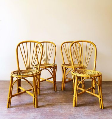 Bamboo Chairs, 1970s, Set of 4 for sale at Pamo
