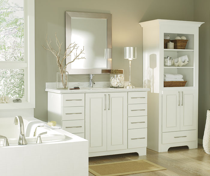 Transitional White Bathroom Cabinets – Diamond Cabine