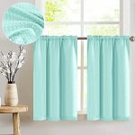 Amazon.com: Light Teal Short Aqua Curtains for Kitchen 36 inch .