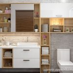 White and Wood Grain Bathroom Mirrored Medicine Cabinet BC17-HPL01 .