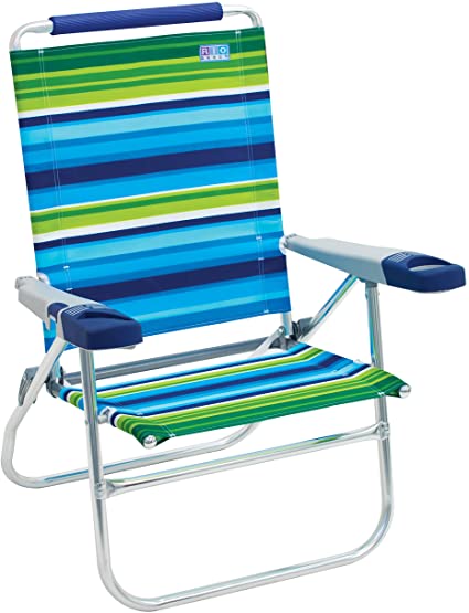 Amazon.com : Rio Beach 15" High Beach Chair, Blue/Green Stripe .