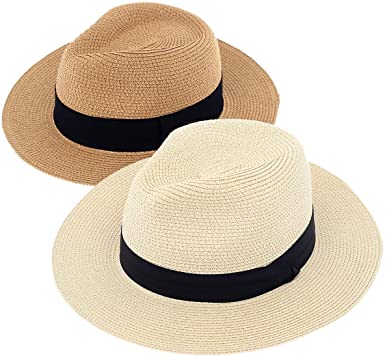 Amazon.com: DeELF 2 Packs Beach Hats for Women Summer Straw Sun .