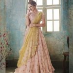 Peach Net Party Wear Best Lehenga Choli Designs Online Sh