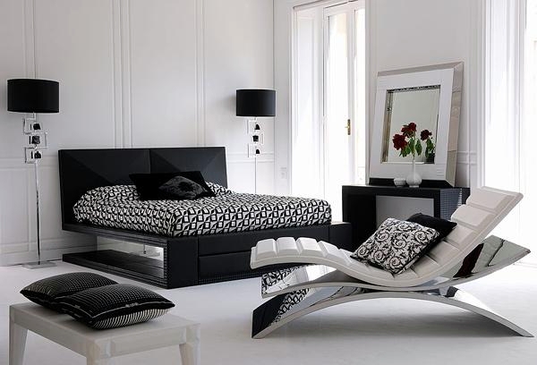 15 modern bedroom designs in black and white color palette .