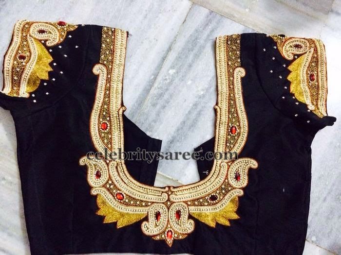Maggam Work Rich Blouse in Black | Blouse design images, Blouse .