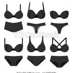 Black bras and panties. Set of lingerie, black bras and panties .