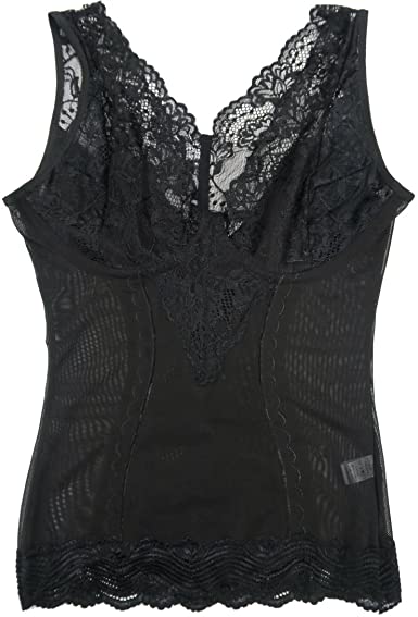 Women Shapewear Lace Camisole Firm Control Tank Tops Black (2XL .