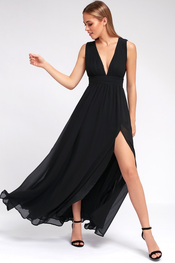 Black Gown - Maxi Dress - Sleeveless Maxi Dress - $84.