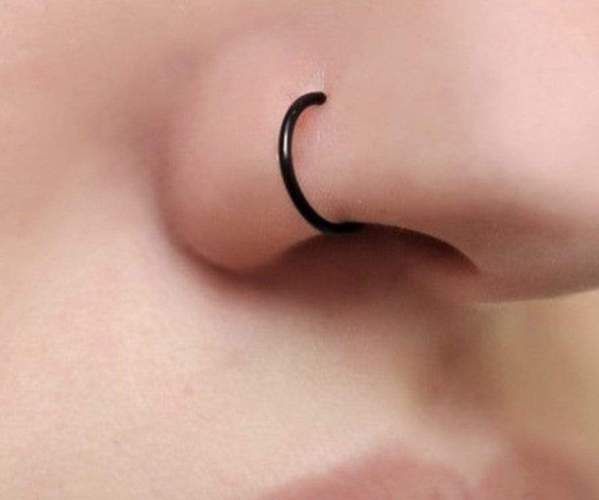 No Piercing Fake Black Nose Ring Hoop Set - 8 Colors (With images .