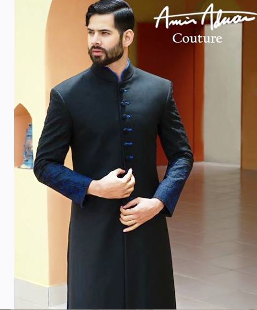 Amir Adnan Black Sherwani Design | Indian men fashion, Groom dress .