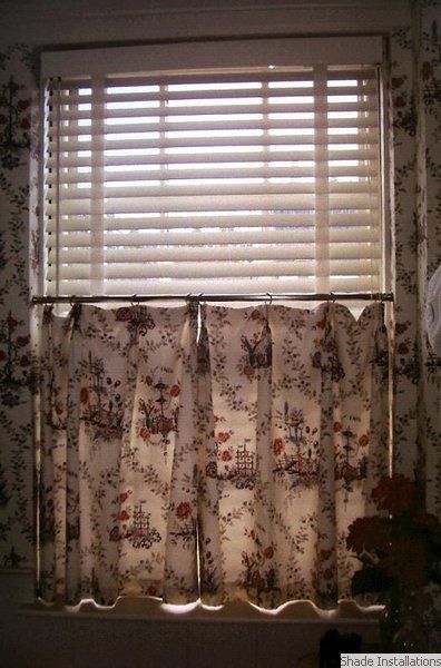 White wooden blind with cafe curtain | Wooden blinds, White wooden .
