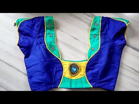 latest blouse back neck designs with borders - YouTube (With .