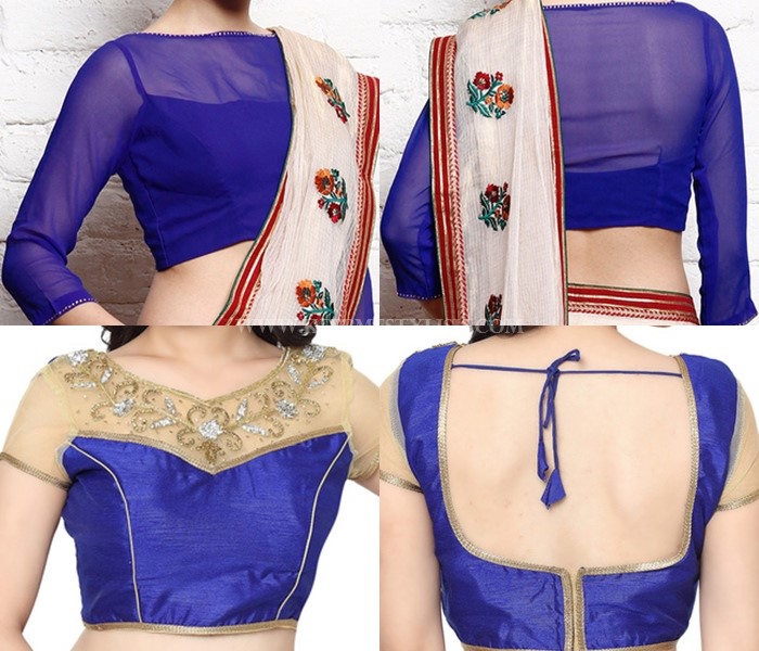 Blue-net-blouse-designs-for-sarees • Keep Me Styli
