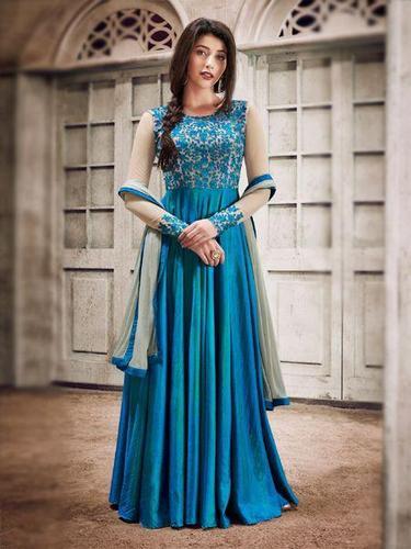Silk Sky Blue Designer Fancy Anarkali Salwar Suit, Rs 1399 /piece .