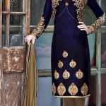 USD 137.67 Blue Embroidery Velvet Designer Salwar Suit 28426 (com .