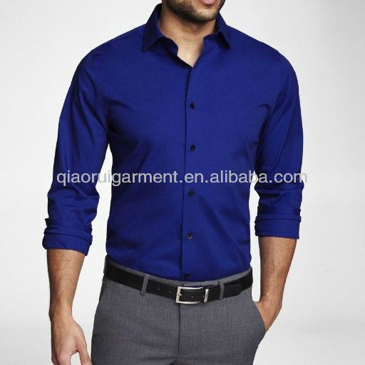 Men's Royal Blue Slim Fit Dress Shirt uniform shirt (With images .