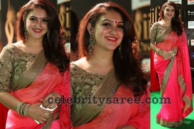 Sridevi Pink Saree Boat Neck Blouse (With images) | Boat neck .