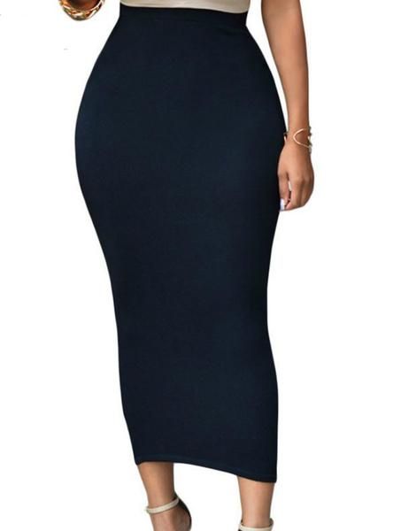 Bodycon Long Skirt Black High Waist Tight Maxi Skirts (With images .