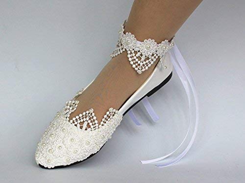 Amazon.com: Sweet women Stylish Pearls Flat Wedding Shoes For .