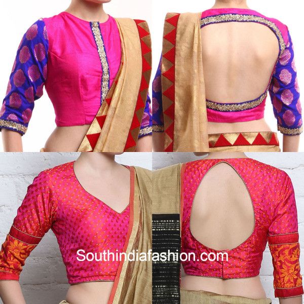 Latest Brocade Blouse Designs for Silk Sarees (With images .