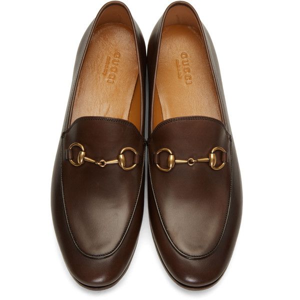 Gucci Brown Jordaan Loafers (37.330 RUB) found on Polyvore .