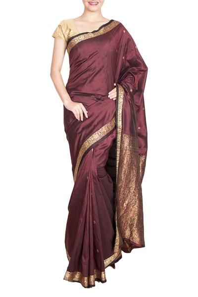 Dark Brown Silk saree (With images) | Brown silk, Silk sarees, Dress