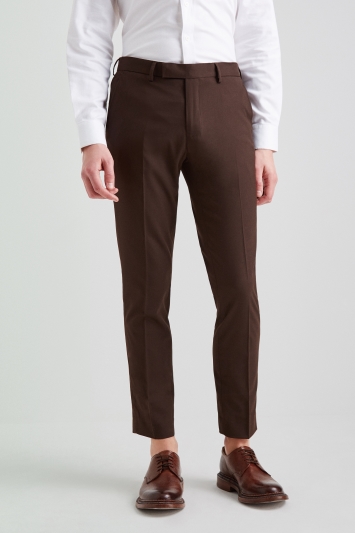 Moss London Skinny Fit Machine Washable Chocolate Brown Pants with .
