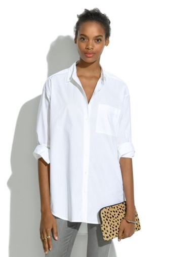 Oversized Button-Down Shirt. To wear with leather leggings! (With .
