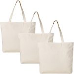 Amazon.com: BagzDepot Canvas Tote Bag with Zipper - 3 Pack - Bulk .