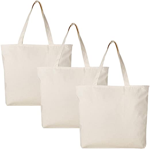 Amazon.com: BagzDepot Canvas Tote Bag with Zipper - 3 Pack - Bulk .