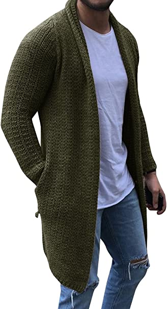 Enjoybuy Mens Shawl Collar Cardigan Sweaters Open Front Cable Knit .