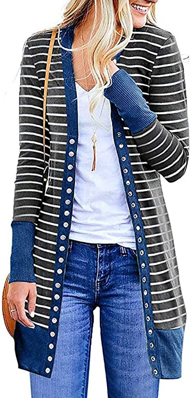 Amazon.com: AEL Casual Knitted Cardigans for Women Button Down .