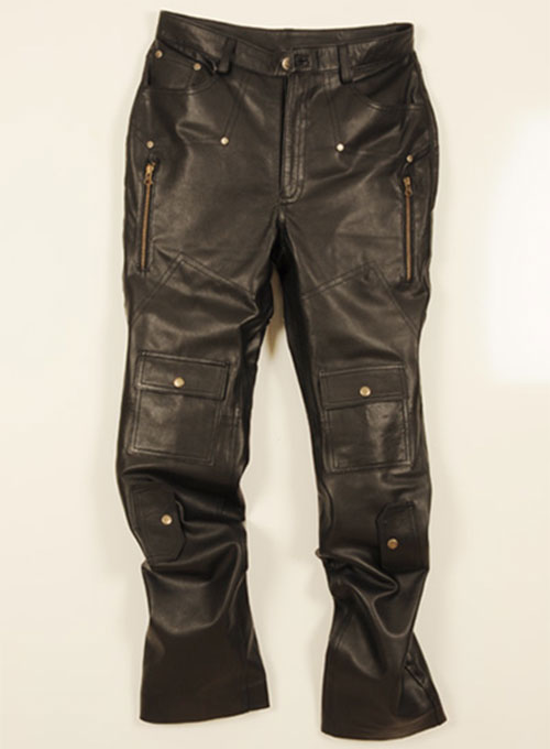 Leather Cargo Jeans - Style 08-5 Leather Cargo Jeans .