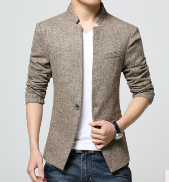 Top Fashion Korean Style Mens waist length stand collar Casual .