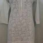 Lucknow Chikan Online Kurti White on White cotton with very fine .