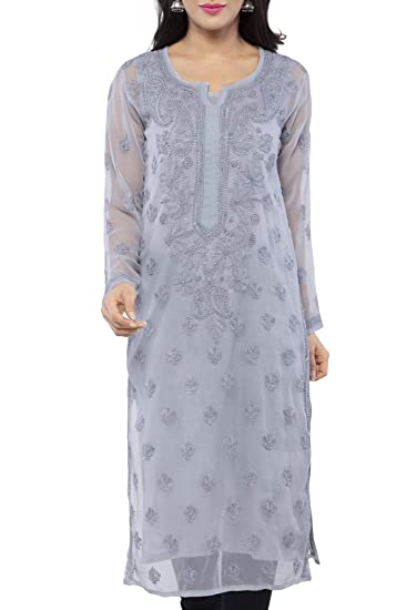 Buy ADA Hand Embroidered Casual Wear Chikan Kurti Kurtas for Women .