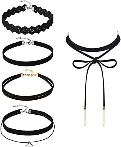 Amazon.com: Mudder 6 Pieces Black Velvet Choker Necklaces Set .