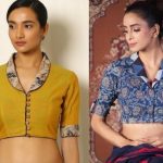 20 Stylish High Collar Neck Blouse Designs to Look More Styli